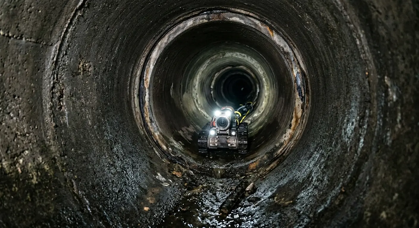 Robotic sewer camera inspecting pipe interior for Drain Snake Service in East Honolulu